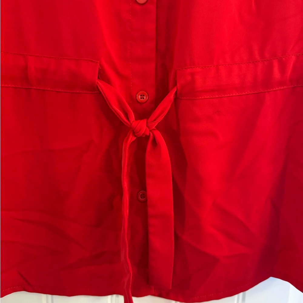 Red Women's Button-Up Top - Picture 3 of 4